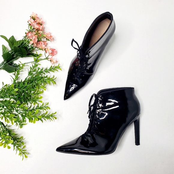 Zara Shoes - Zara Size 6 Lace Up Patent F Leather Ankle Boots